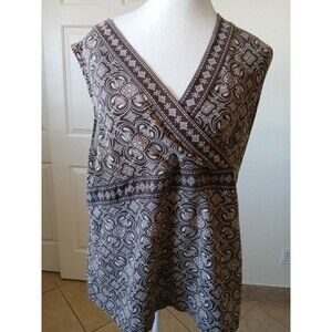 Croft & Barrow Top Woman’s Size XL‎ Brown Pink Sleeveless Blouse Paisley Y2K